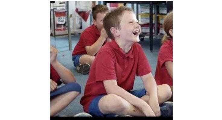 Student laughing